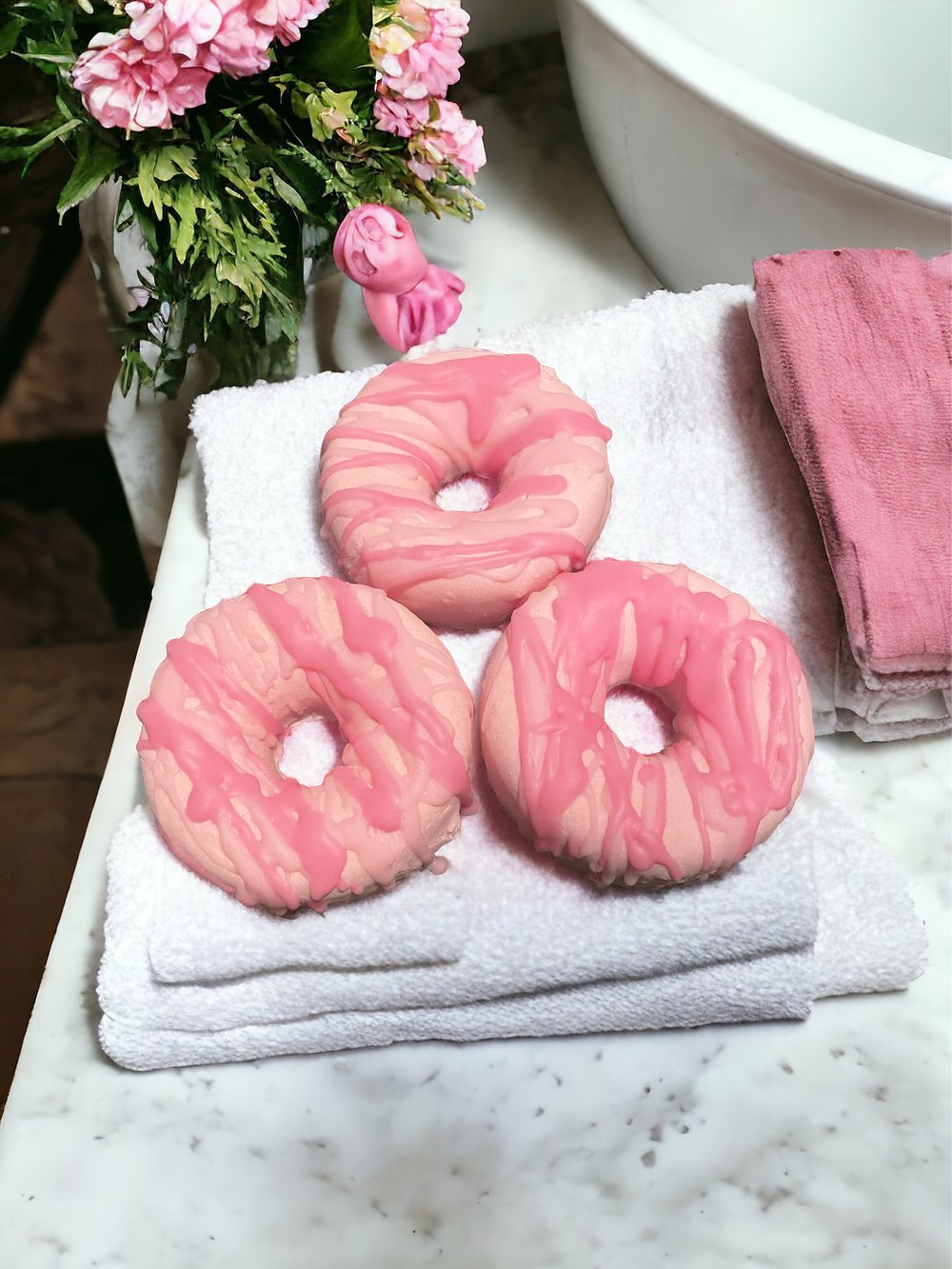 Raspberry Jam Donut Bath Bombs w/Cocoa Butter Frosting 