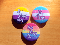 Image 2 of Custom 1.75 Inch LGBTQ+ Pronoun Pin Buttons