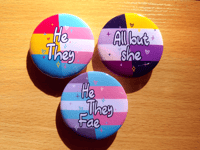 Image 3 of Custom 1.75 Inch LGBTQ+ Pronoun Pin Buttons