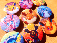 Image 2 of Eeveelutions 1.75 Inch Holographic Pin Buttons