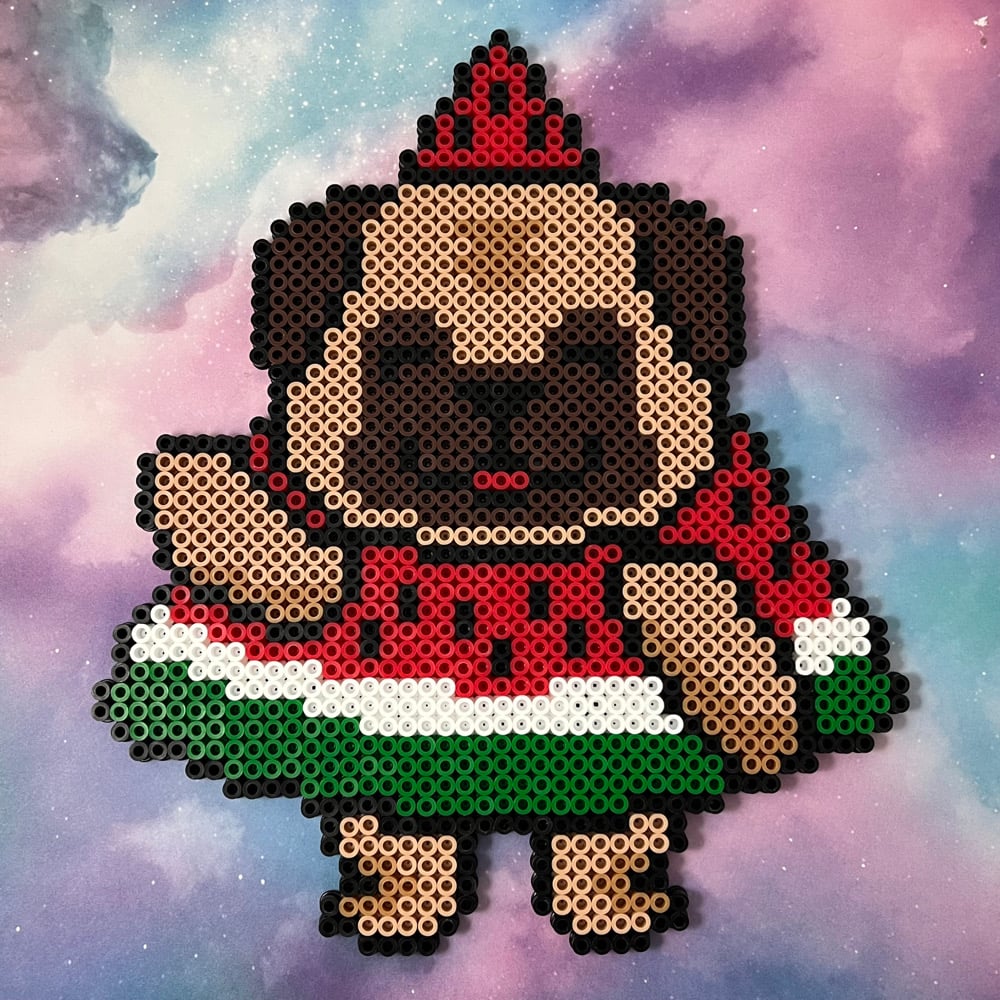 Image of Watermelon Pug Dog Perler Kandi Wall Decor
