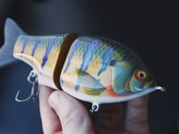 Image 4 of Solarfall Baits Wooden blue gill glide ( teal bars )