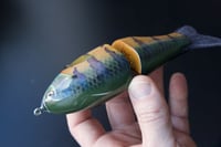 Image 2 of Solarfall Baits Wooden blue gill glide ( silver variant with teal bars )
