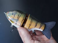 Image 4 of Solarfall Baits Wooden blue gill glide ( green variant with black bars )
