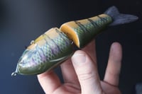 Image 2 of Solarfall Baits Wooden blue gill glide ( silver variant with purple bars )