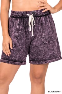 Image 3 of PLUS MINERAL WASH DRAWSTRING CUFFED SHORTS