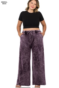 Image 3 of PLUS FRENCH TERRY MINERAL WASHED DRAWSTRING WAIST LOUNGE PANTS