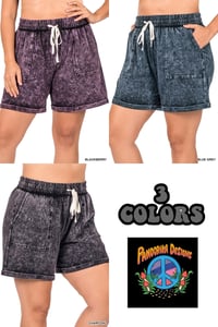 Image 1 of PLUS MINERAL WASH DRAWSTRING CUFFED SHORTS