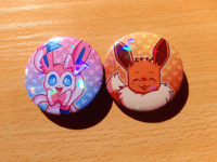 Image 4 of Eeveelutions 1.75 Inch Holographic Pin Buttons