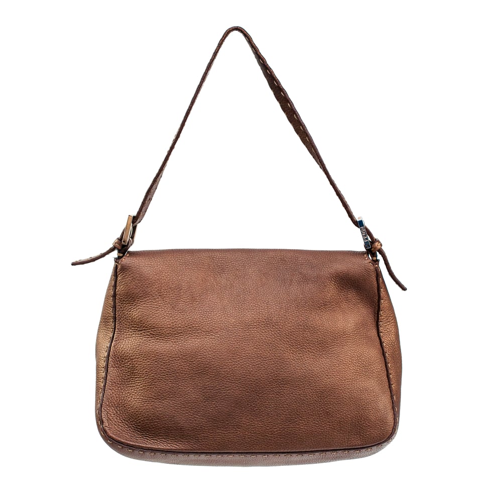 Image of Fendi Selleria Bronze Leather Mama Baguette Shoulder Bag