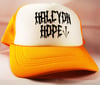 Halcyon Hope trucker cap in orange.