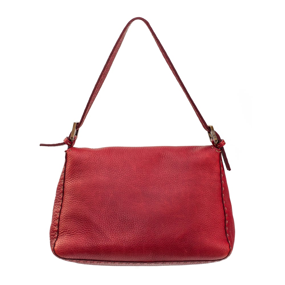 Image of Fendi Selleria Red Leather Mama Baguette Shoulder Bag