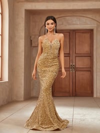 Image 1 of Dubai Dreamin Maxi Dress - Gold