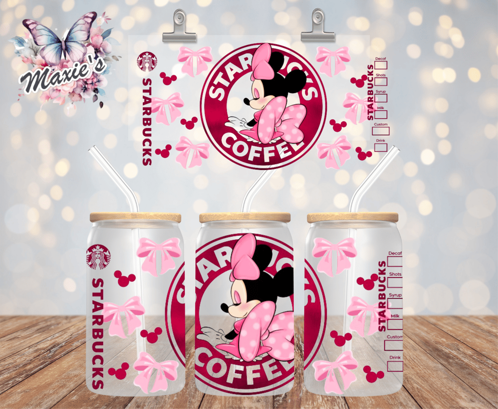 Image of Coquette Minnie Starbbie 16oz. UVDTF Cup Wrap 