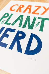 Image 4 of Crazy Plant Nerd Original Linocut