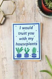 Image 1 of Houseplants and Friendship Goals Linocut Card 