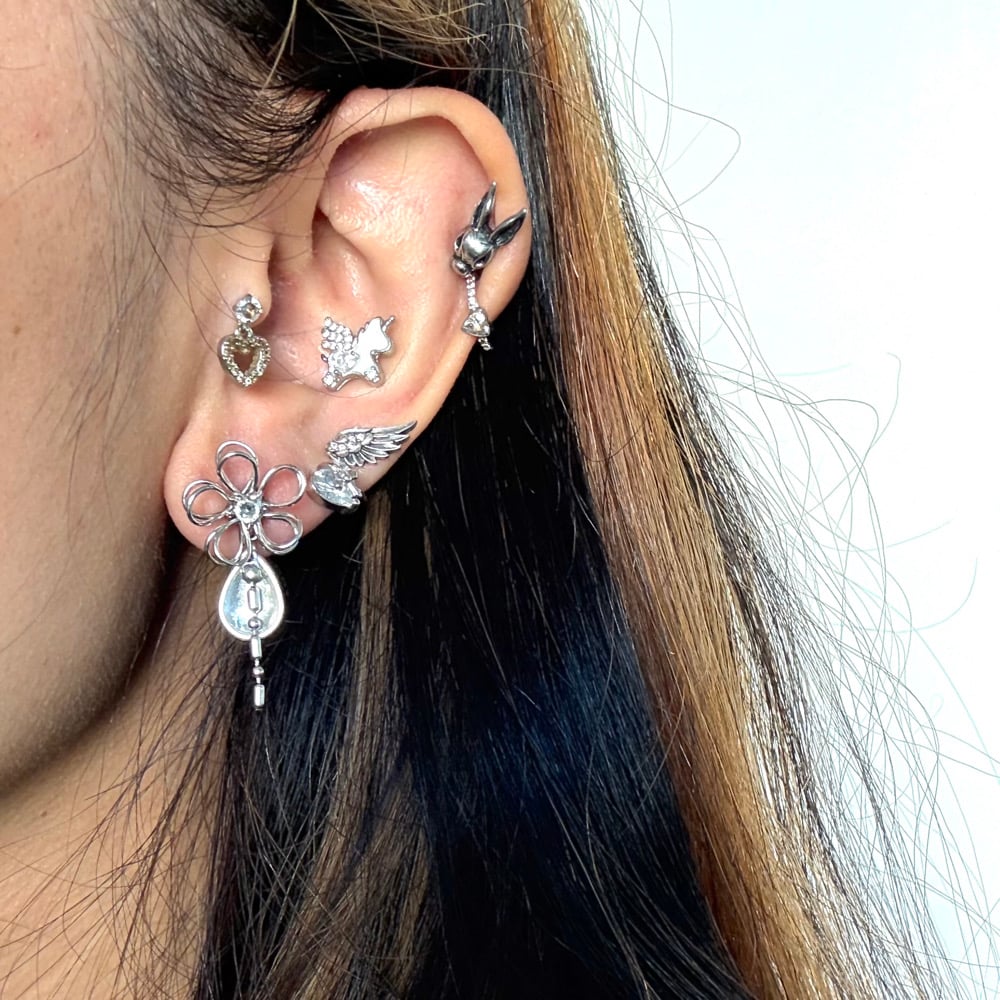 Image of Silver Camellia Earrings