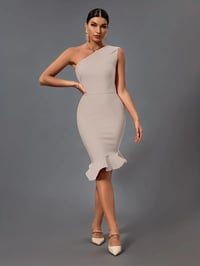 Image 2 of Handling My Business Midi Dress - Beige