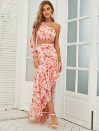Image 1 of He Still Loves Me Two Piece Skirt Set - Pink Combo