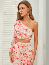 Image 3 of He Still Loves Me Two Piece Skirt Set - Pink Combo