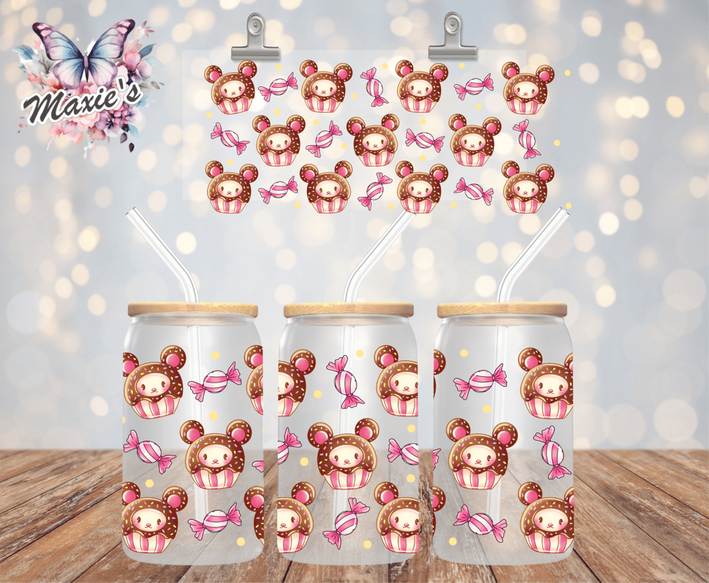 Image of Candy Cupcake Bears Graphic Design 16oz. UVDTF Cup Wrap 