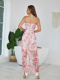 Image 2 of Flower Power Midi Dress - Pink/White
