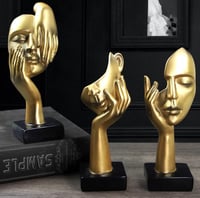 Image 1 of 3 Pcs Thinker Statue,Modern Sculptures for Home Office and Bookshelf 