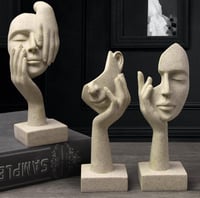 Image 3 of 3 Pcs Thinker Statue,Modern Sculptures for Home Office and Bookshelf 