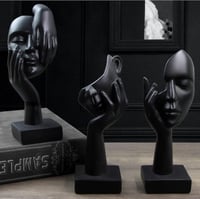 Image 2 of 3 Pcs Thinker Statue,Modern Sculptures for Home Office and Bookshelf 
