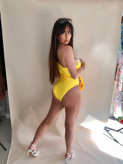 Image of Yellow and Gold Motif Swimsuit