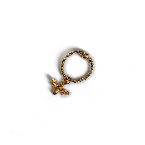 Image of Gold Bee Charm Ring 