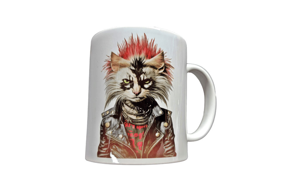 Image of Punk Rock Cat #4 Coffee Mug