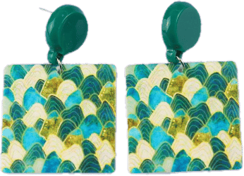 Image of Square Geometric Design Abstract Earrings