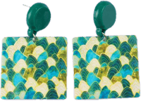 Image 1 of Square Geometric Design Abstract Earrings