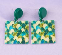 Image 2 of Square Geometric Design Abstract Earrings