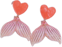 Image 1 of Red Mermaid Tail Earrings