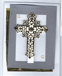 Gold and gray cross blank handmade card