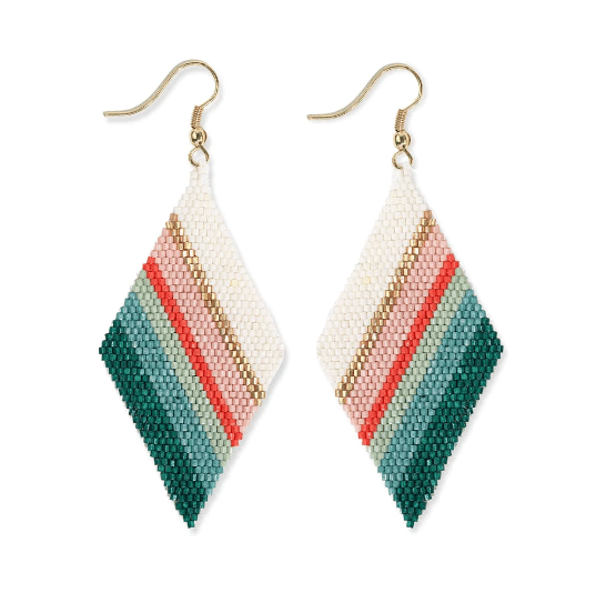 Image of Frida Beaded Earring in Teal and Poppy