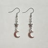 silver night moon & star earrings