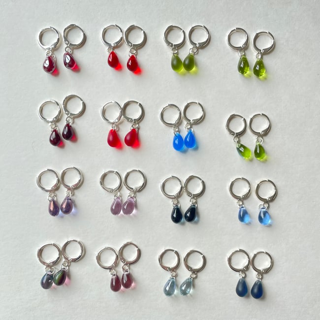 'glass teardrop' huggie earrings