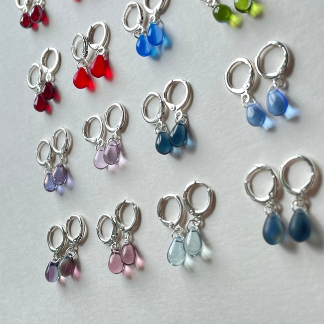 'glass teardrop' huggie earrings