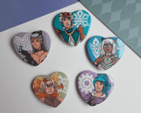Image 1 of  Fire Emblem Heroes - Holographic Heart Shaped Button Pins