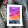 Purple skies - A6 postcard/original print