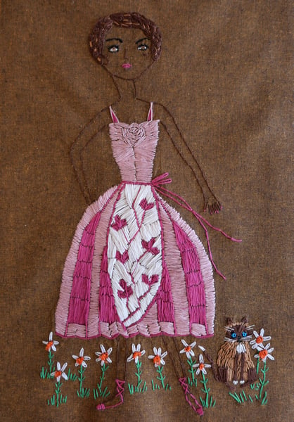 Image of Bernadette and Claude - original embroidery