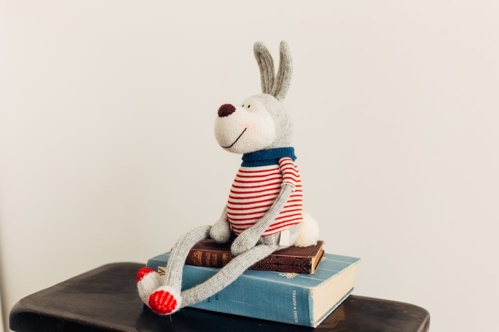 Image of Wilbur - Sculpted Sock Bunny, Polyfilled and Weighted