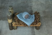 Image 3 of 3 pc newborn set | Alpaca bonnet, wrap and mini layer set| Ready to ship | Fog