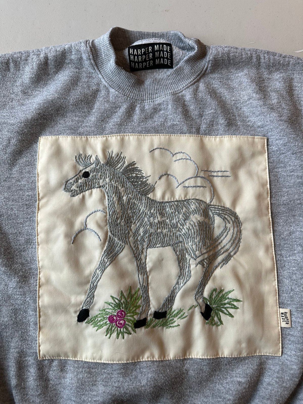 Vintage Gray hot Horse Crewneck sweatshirt