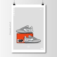 Image 1 of Sneaker Poster Nike LD Waffle SF x Sacai x Fragment “Grey” Print