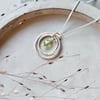 Silver Peridot circle Necklace
