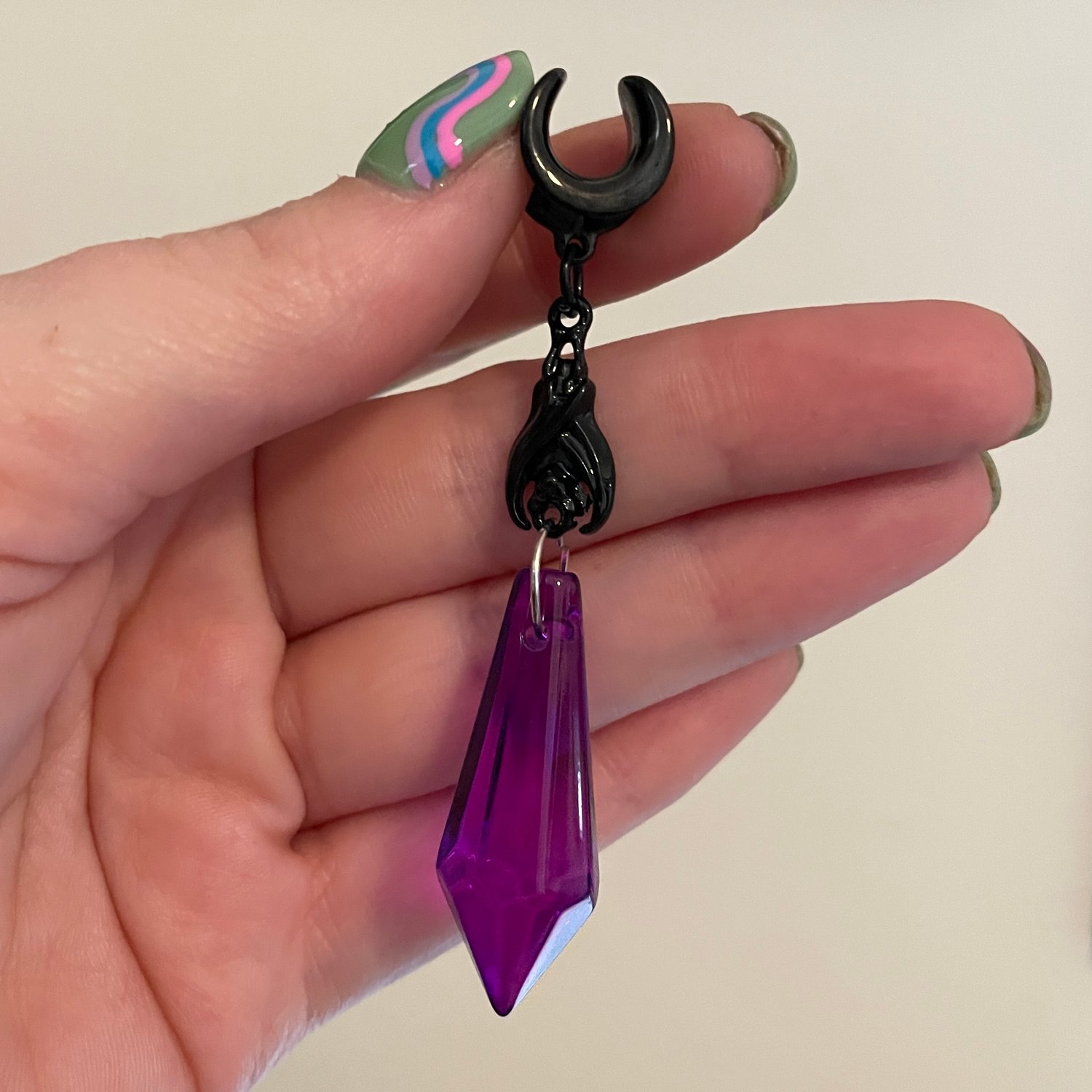 Image of Purple Jewel Bat Dangles (sizes 2g-1 1/4)